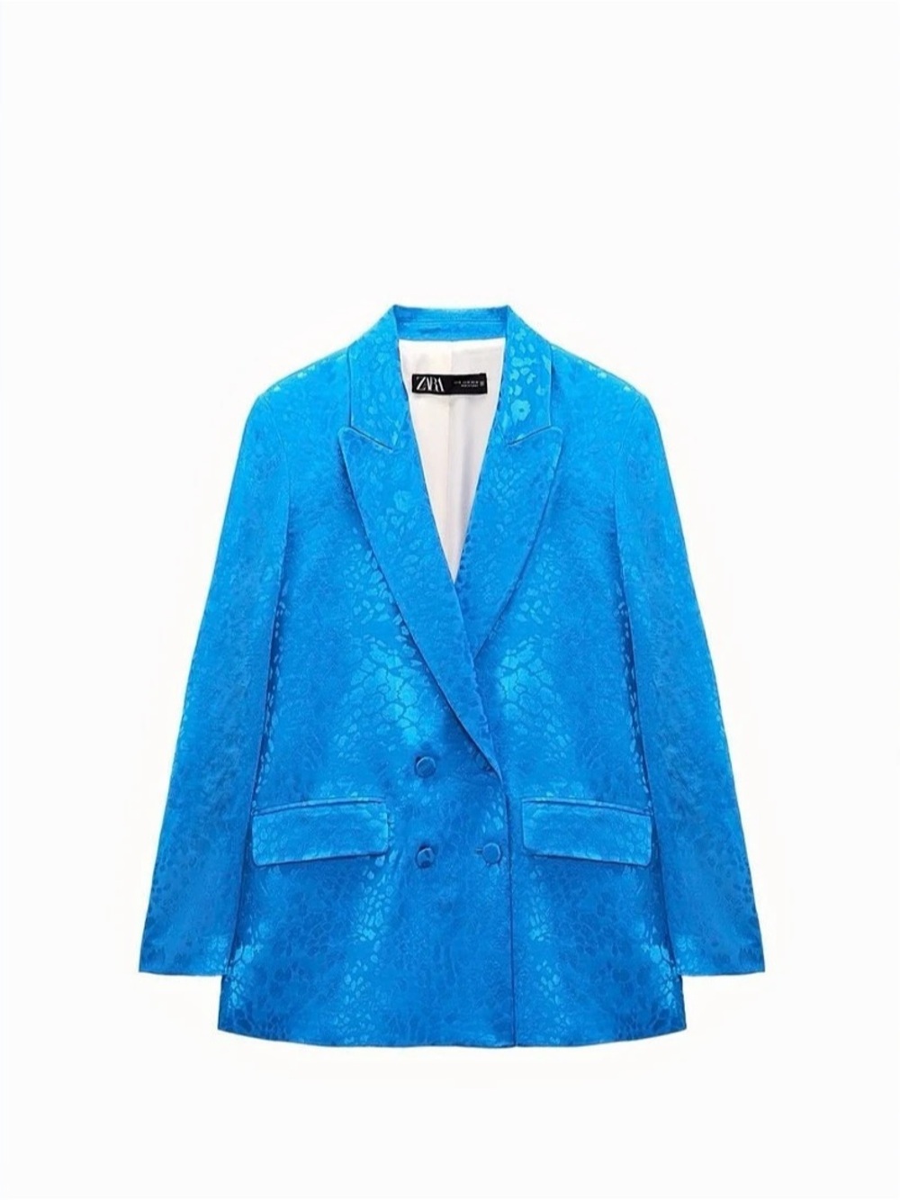 Zara Jacquard Blazer in Blue Size XS  Like New